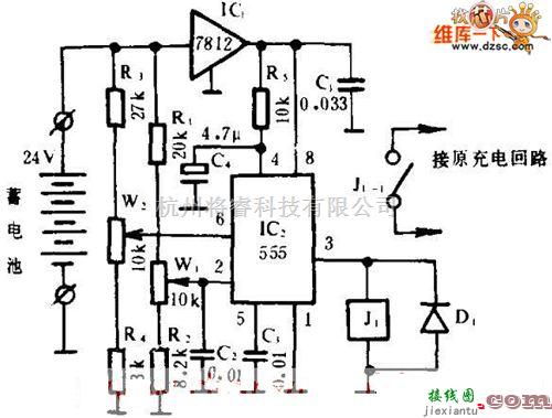 逆变电源中的不简断电源蓄电池电压监控电路图  第1张