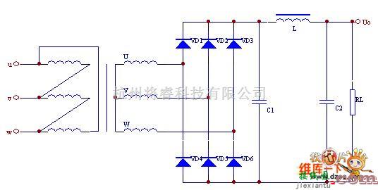 整流单元中的三相桥式整流∏形滤波电路图  第1张