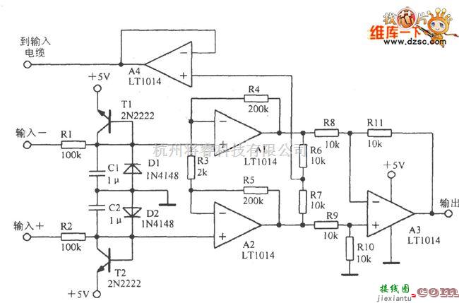 仪表放大器中的用于精密仪器的放大电路图  第1张