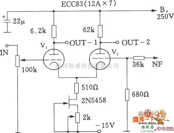 电子管功放中的差分前级放大电路图  第1张