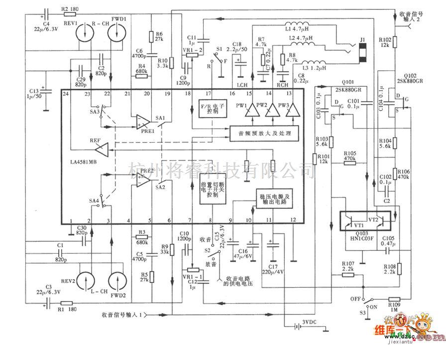 综合电路中的爱华HS-T系列随身听电路图  第1张