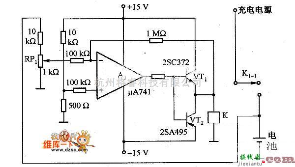 充电电路中的μA741构成的充电电路图  第1张