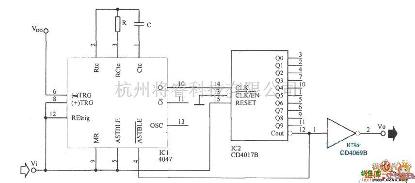 脉冲信号产生器中的脉冲展宽电路图  第1张