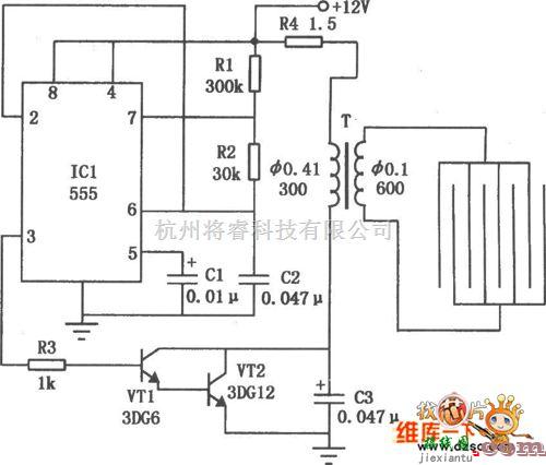 防害中的电子灭蝇器的电路图  第1张