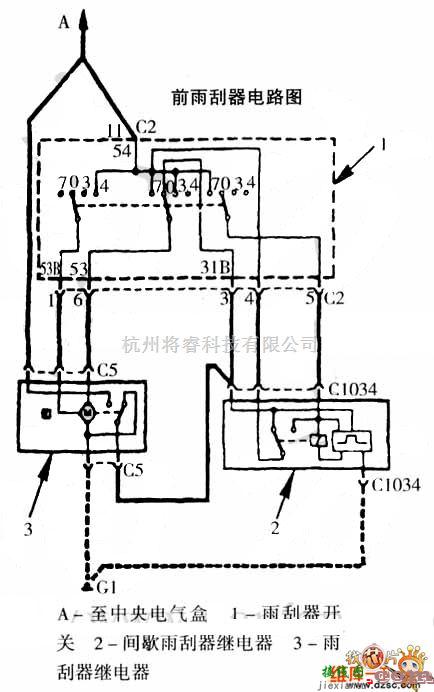 江铃中的江铃福特全顺客车前雨刮器电路图  第1张