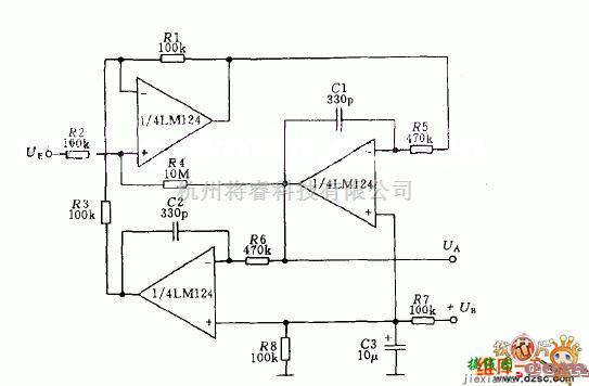 滤波器中的有源双二次带通滤波器电路图  第1张