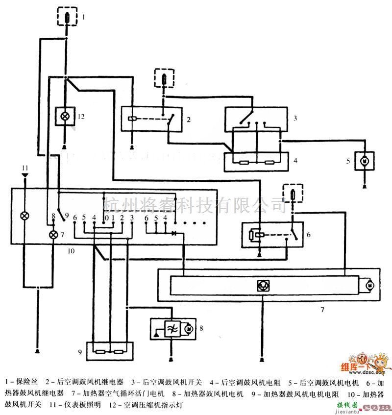 江铃中的江铃福特全顺客车空调系统电路图  第1张