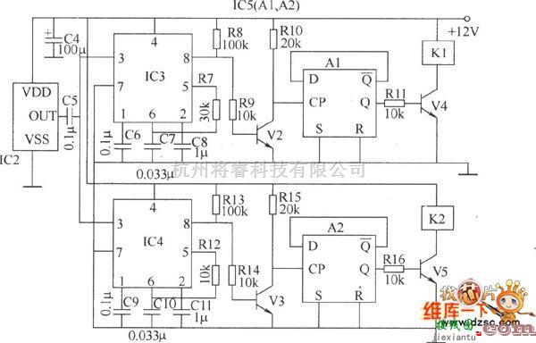 红外线热释遥控中的可用于家用电器的双路红外遥控开关电路图  第2张