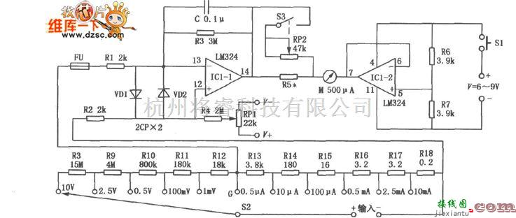 综合电路中的教学中常用的大型演示电表电路图  第1张