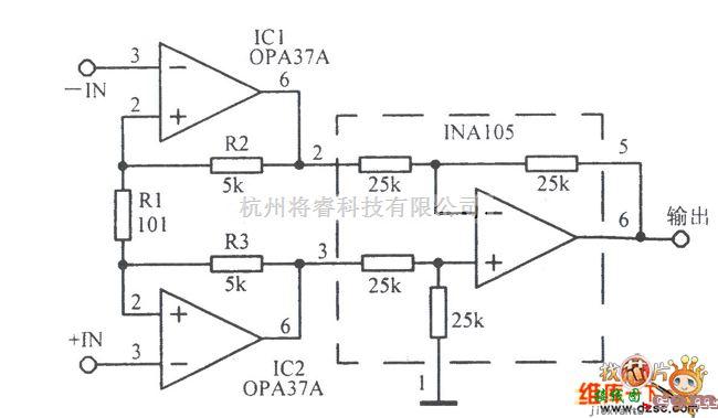 仪表放大器中的实用的低噪声仪器放大电路图  第1张