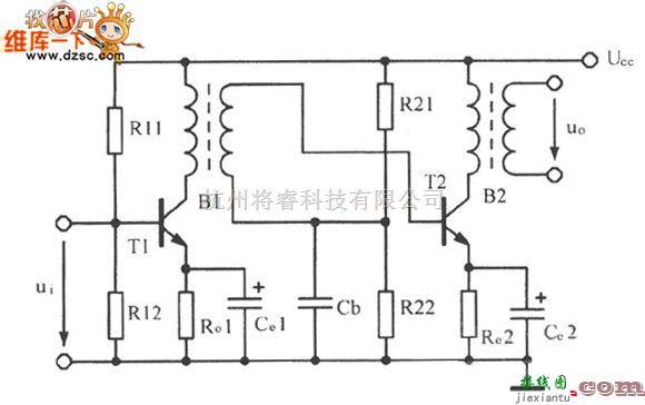 模拟电路中的简单的变压器耦合放大电路图  第1张