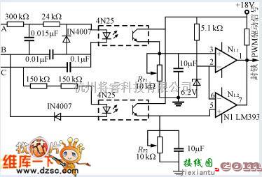 电源电路中的三相四线制的缺相保护电路图  第1张