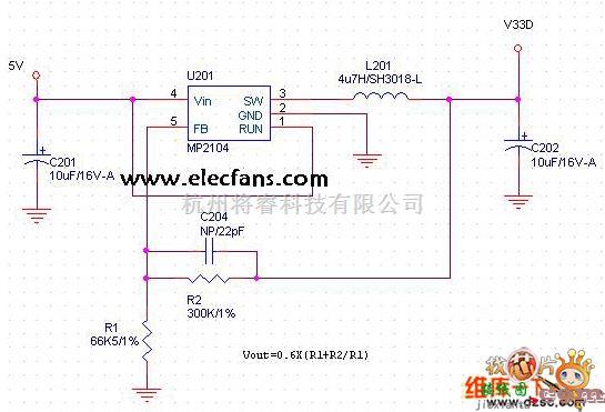 电源电路中的5v转3.3v 电平转换电路图  第1张