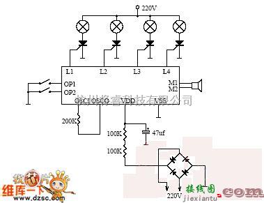 灯光控制中的MOS-8802P两键彩灯电路图  第1张