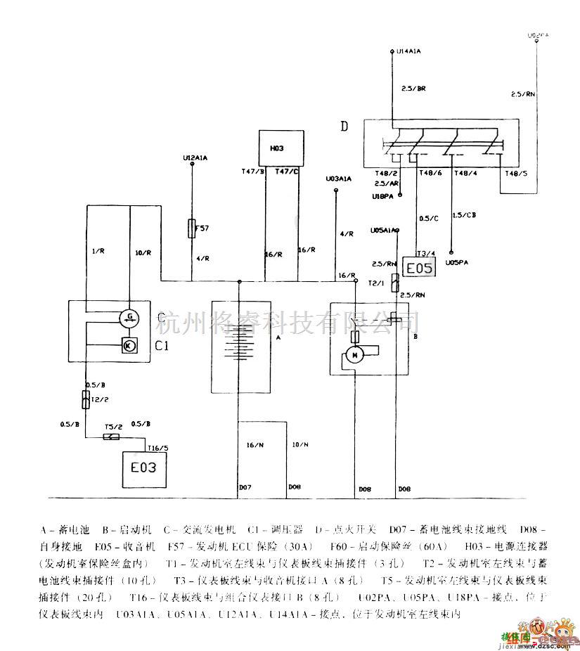 中华轿车中的中华轿车发动机电路图  第1张