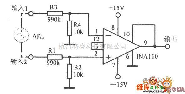 增益可调放大中的差动放大电路图原理图  第1张