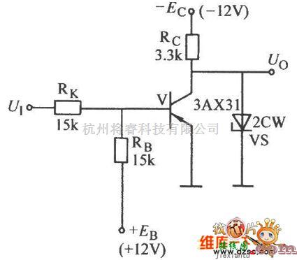 光敏二极管、三极管电路中的带有钳位稳压二极管的非门电路图  第1张