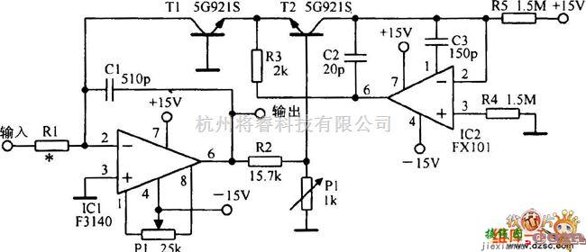 对数/跨导放大电路中的具有温度补偿的对数放大电路图  第1张