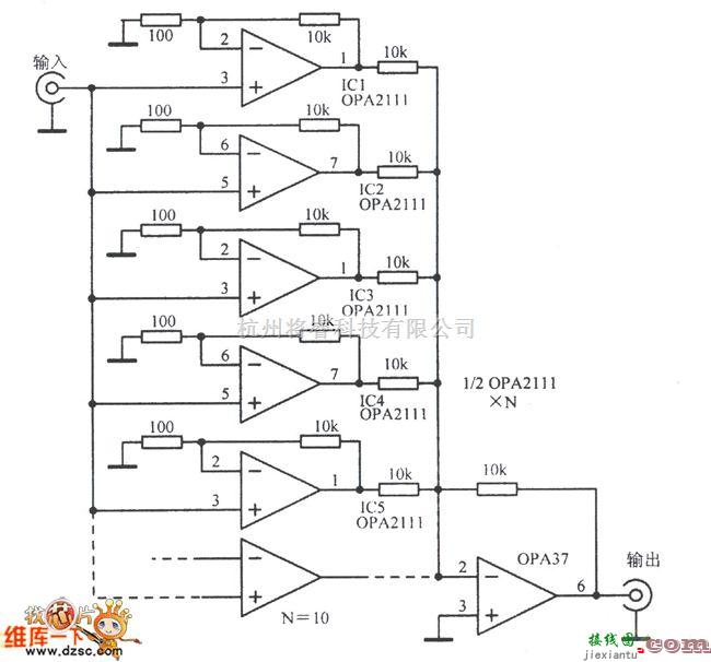 仪表放大器中的高可靠的N级并联输入低噪声放大电路图  第1张