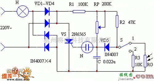 电源电路中的光照控制自动调光台灯电路图  第1张