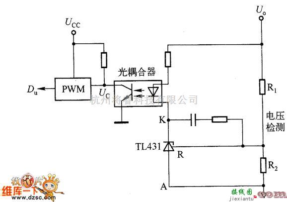 电子镇流器中的带光耦隔离的电压反馈型控制电路图  第1张