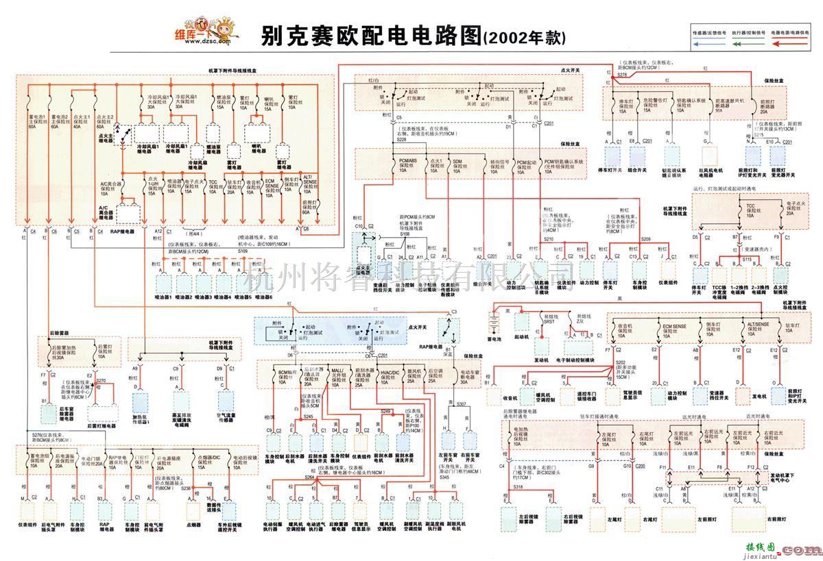 别克中的别克赛欧配电电路图（2002年款）  第1张