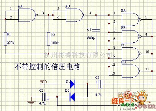 数字电路中的不带控制的倍压电路图  第1张