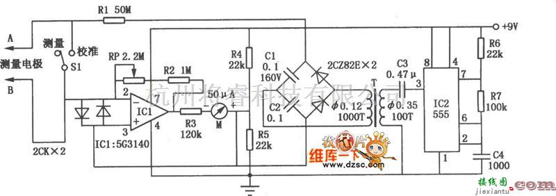 综合中的实用的粮食水分测量仪电路图  第1张