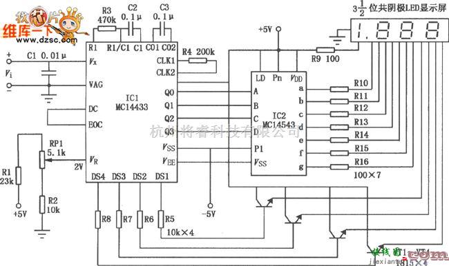 数字万用表电路中的操作简单的数字式直流毫伏表电路图  第1张