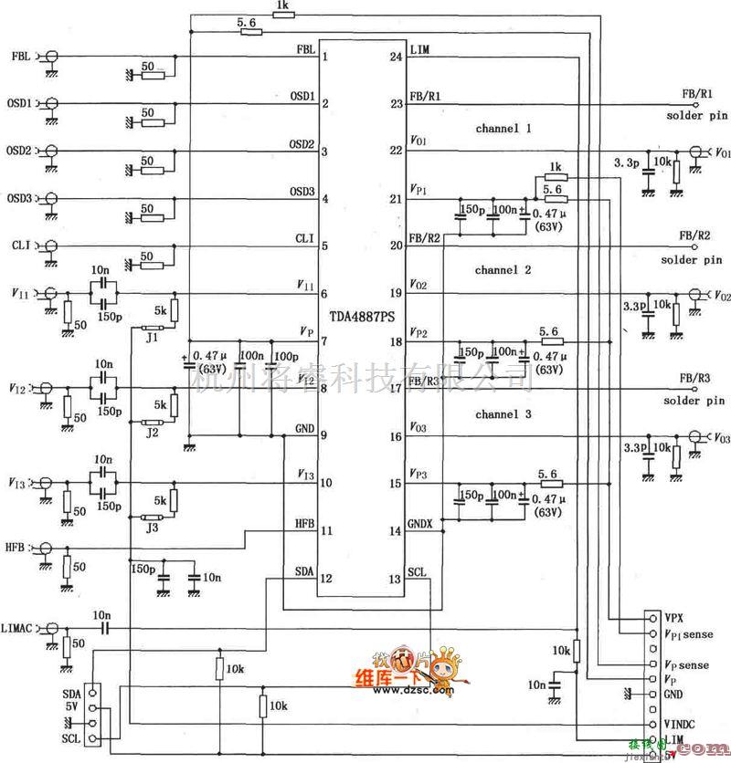 调节/测量放大电路中的TDA4887PS利用内部正反馈的测试电路图  第1张