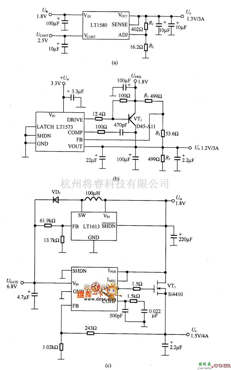 电源电路中的LT1580/1573/1575应用电路图  第1张