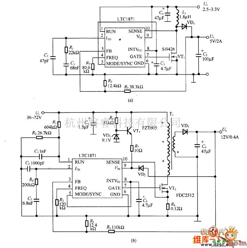 电源电路中的LTC1871应用电路图  第1张