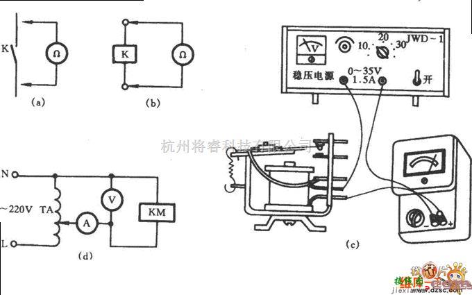 综合电路中的直流继电器及交流接触器主要参数测试电路图  第1张