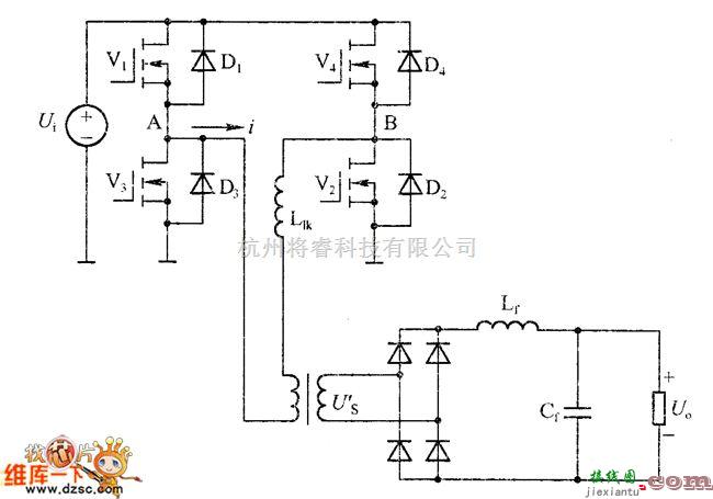 综合电路中的全桥ZVS-PWM转换器的主要电路原理图  第1张