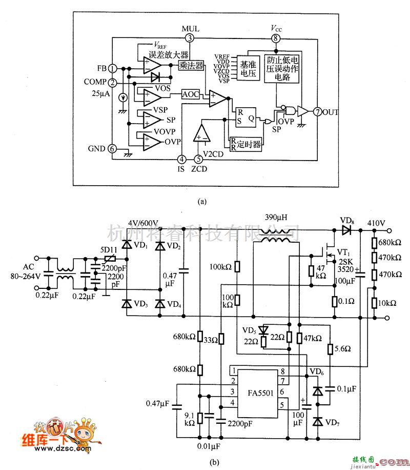 电源电路中的FA5501的应用电路图  第1张