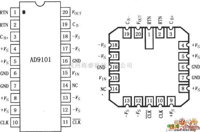 采样保持放大电路中的AD9101高速采样放大器电路图  第1张