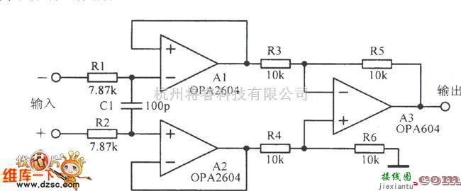 滤波器电路中的经典的带低通滤波器的差动放大电路图  第1张