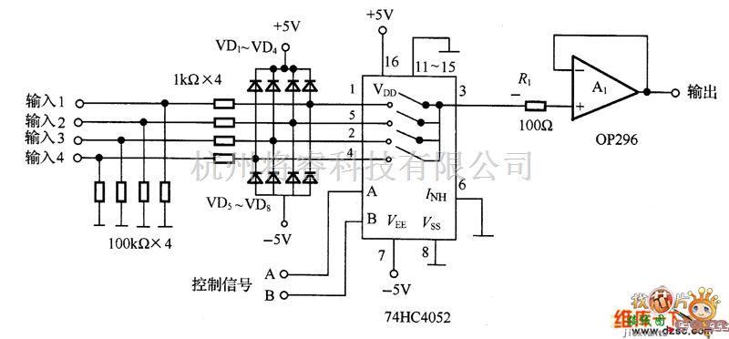 开关电路中的采用模拟开关的多路复用器电路图  第1张