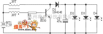 LED电路中的白光LED1.5V手电筒电路图  第1张