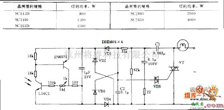 晶闸管控制中的双向晶闸管的夜间自动照明电路图  第1张