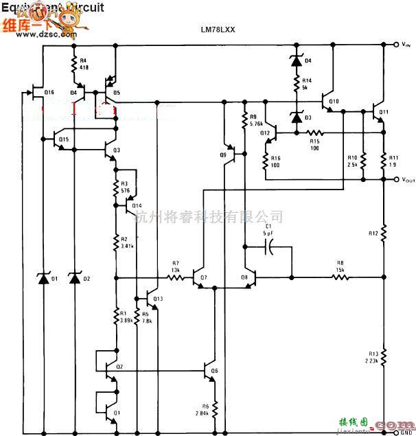 单片机制作中的7805/78L05三端稳压器内部框图原理电路图  第1张