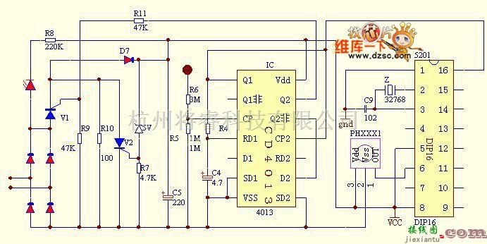 红外线热释遥控中的一路红外遥控开关电路图  第1张