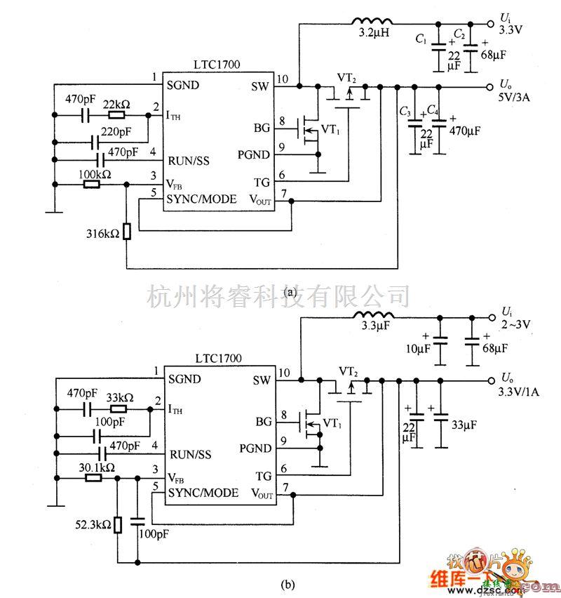 电源电路中的LTC1700的应用电路图  第1张