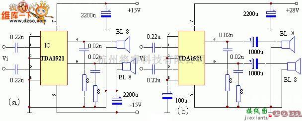 电子管功放中的TDA1521A功放电路图  第1张