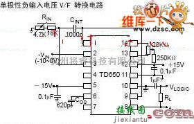 单片机制作中的AD650单极性负输入电压V/F转换电路图  第1张