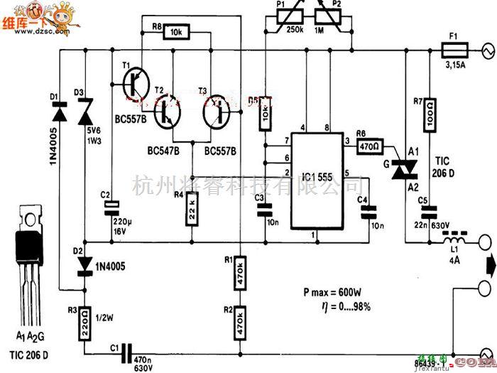 可控硅专项中的过零触发双向可控硅调压电路图  第1张