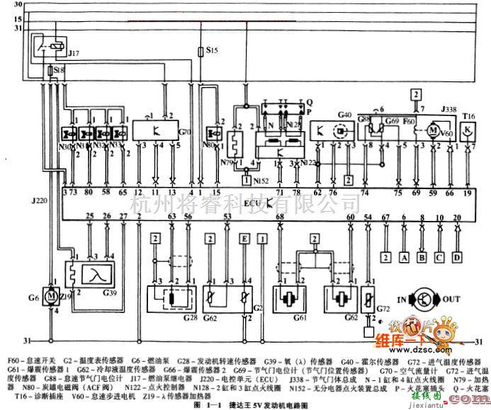 大众（一汽）中的捷达王汽车发动机电路图  第1张