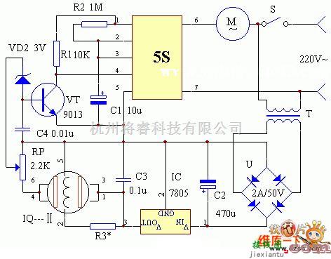 综合电路中的气敏排气扇电路图  第1张