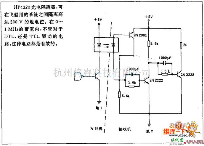 光电耦合器中的HP4320光电隔离器电路图  第1张