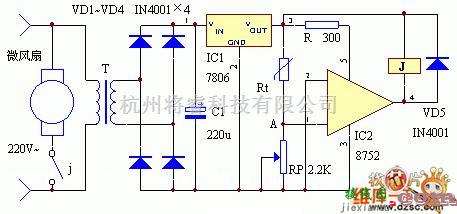 自动控制中的电冰箱风冷节电自控器电路图  第1张